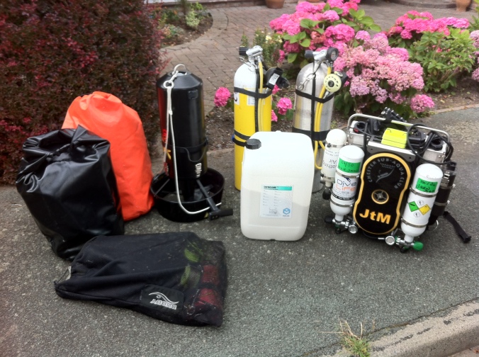 The kit required for a weeks technical diving!